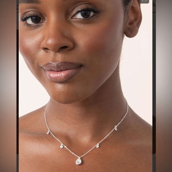 ETTIKA DRIPPING IN CRYSTALS DROP SILVER PLATED NECKLACE - Picture 6 of 6